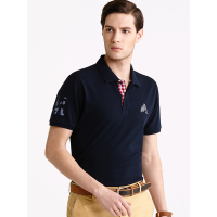 蒙蒂埃莫长绒棉户外休闲迷彩元素扁机领短袖宽松版T恤