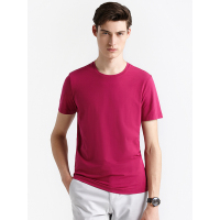 蒙蒂埃莫简洁时尚雅致净色圆领棉质男士短袖T恤