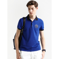 蒙蒂埃莫活力激情撞色迷彩翻领短袖棉质T恤