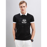 蒙蒂埃莫时尚潮流胶印印花纯棉男士短袖圆领T恤