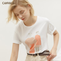 2019夏季新款纯棉圆领人物图案卡通印花短袖欧美T恤女潮现货P173A