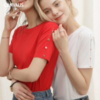 2019夏季新款短袖T恤女圆领宽松BF欧美风上衣K1052A