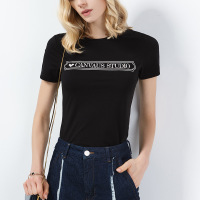 新款女装夏季休闲印花修身短袖圆领女士T恤P145A