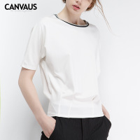 夏装新款纯色大码宽松休闲圆领短袖T恤女士KS51A