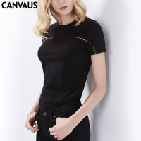 夏装新款女装纯黑色修身显瘦短袖女式T恤上衣K1001A