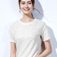 时尚亮片短袖T恤女装2019款夏简约基础款圆领半袖体恤女