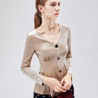 【秋上新7.25】小衫内搭长袖洋气打底衫法式复古收腰荷叶边下摆上衣