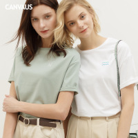 CANAVUS纯棉圆领休闲短袖十二星座刺绣BF夏季T恤女P177A