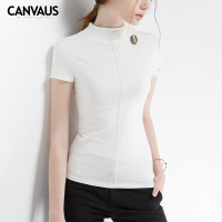 夏季新款显瘦纯色修身短袖圆领女式T恤