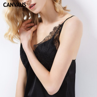 夏装新款百搭纯色性感V领真丝吊带睡衣女装