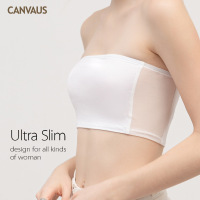 莫代尔拼接网纱防走光无肩带短款内衣抹胸裹胸