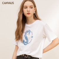 夏季新款印花卡通宽松大码时尚街头洋气圆领短袖T恤