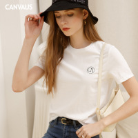 夏季新款字母刺绣纯棉洋气宽松百搭短袖T恤