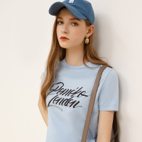 夏季新款宽松纯棉字母印花洋气短袖T恤女上衣