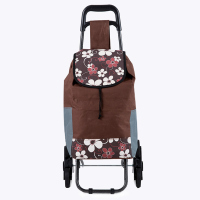 奕辰 便捷带凳子小推车爬楼梯6轮购物车 咖啡梅花