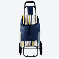 奕辰 便捷带凳子小推车爬楼梯6轮购物车 青条纹