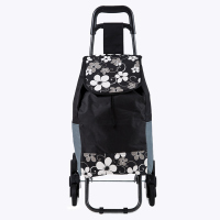 奕辰 便捷带凳子小推车爬楼梯6轮购物车 黑底梅花