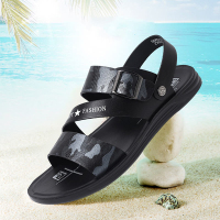 华伦世家(Valln Family)简约二层牛皮（除牛反绒）新品时尚潮流舒适透气沙滩鞋露趾休闲凉拖鞋