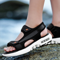 华伦世家(Valln Family)简约二层牛皮（除牛反绒）百搭休闲沙滩鞋露趾凉鞋18年新款男鞋