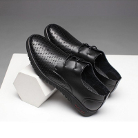 华伦世家(Valln Family)简约二层牛皮（除牛反绒）商务休闲鞋秋新款镂空透气皮鞋韩版休闲男士皮鞋百搭男鞋