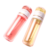 物生物(RELEA)便携茶水分离泡茶杯双层玻璃杯过滤学生女大容量随手水杯