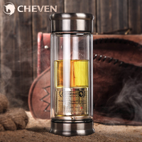 起凡骑士玻璃杯 创意便携男办公水杯子 带盖过滤双层车载泡茶杯大