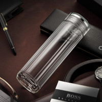 起凡克拉水杯 男女士双层带盖玻璃水杯办公茶杯水晶杯子360ml