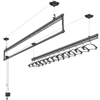 灵孜格 升降手摇晾衣架 阳台晾衣杆 室外双三杆式晒衣架 伸缩晾被杆