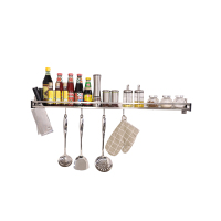 灵孜格 304不锈钢厨房置物架 壁挂式墙上免打孔调味料收纳整理挂架子