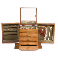 单爱 实木饰品首饰盒 耳环钉收纳盒 高档多功能层精致手饰项链架