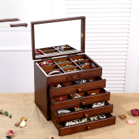 实木饰品首饰盒 耳环钉收纳盒 高档多功能层精致手饰项链架