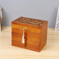 实木饰品首饰盒 耳环钉收纳盒 高档多功能层精致手饰项链架