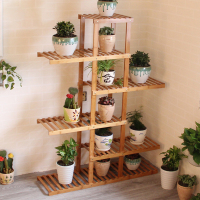 阳台花架多层楠竹创意置物架 一 田园多肉植物绿萝花盆架子落地