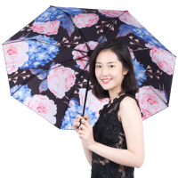 小清新伞晴雨两用折叠太阳伞创意防紫外线防晒遮阳黑胶小黑伞