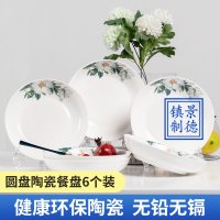 邦禾景德镇家用陶瓷碗盘碟套装 6头家庭餐具饭碗菜盘筷子可微波