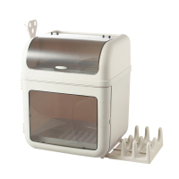 灵孜格-餐具放碗筷收纳盒箱带盖碗架塑料沥水碗柜防尘家用厨房置物架