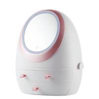 单爱网红化妆品收纳盒防尘带LED灯化妆镜子抽屉化妆盒护肤品口红