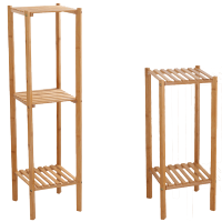 单爱多层花架创意阳台多肉吊兰花盆架楠竹田园客厅落地花架子【二层板条四方花架(原色)】