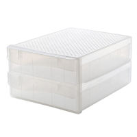 灵孜格冰箱透明鸡蛋抽屉式收纳盒神器多层冻饺子馄饨食品保鲜托盘架【高透明双层抽屉式饺子/馄饨盒[约可放150个饺子]】