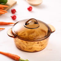 乐美雅法国进口琥珀锅玻璃直烧锅汤锅耐高温3L