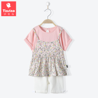 女童套装儿童2018春夏新款宝宝时尚碎花上衣裙小女孩外出服两件套