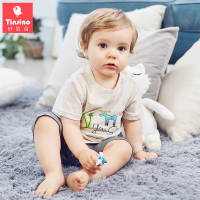 男宝宝短袖套装纯棉婴儿衣服儿童夏季印花T恤小童两件套1-3岁