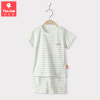 纤丝鸟208春夏儿童纯棉短袖肩扣套装