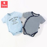 纤丝鸟夏季新生儿衣服纯棉0-1-2岁宝宝半袖连身衣爬服夏装