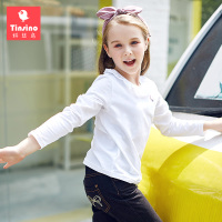 纤丝鸟女童T恤长袖春秋2017秋季新款中大童公主秋装儿童上衣纯棉