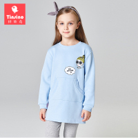 纤丝鸟女童休闲连衣裙秋冬中大童加绒卫衣裙儿童长袖连身裙不倒绒