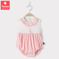 纤丝鸟婴儿无袖包屁衣女童夏季连体衣新生儿哈衣宝宝衣服