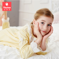 纤丝鸟童装女家居服儿童内衣裤秋衣秋裤睡衣套装 花边喇叭