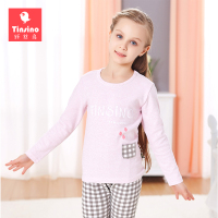 纤丝鸟童装春秋保暖女童秋衣秋裤儿童内衣套装纯棉宝宝睡衣全棉