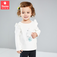 纤丝鸟童装女童秋冬装长袖T恤儿童套头上衣宝宝衣服 花朵小鸟